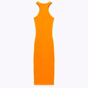ZARA Orange Racerback Bodycon Midi Dress
